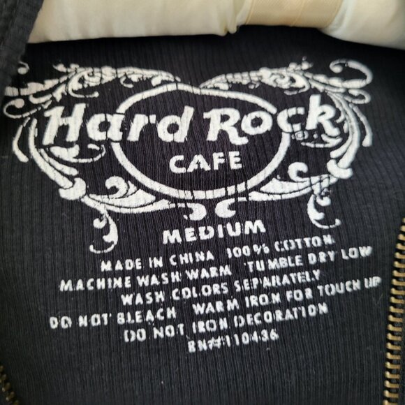 HARD ROCK café women M black leopard Puna Cana graphic zip up hoodie.Y2k style. - Picture 4 of 6